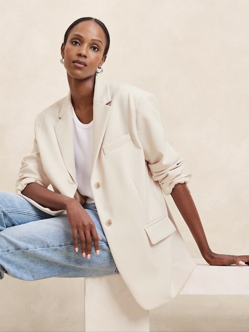 Banana Republic Elegant Cream Blazer